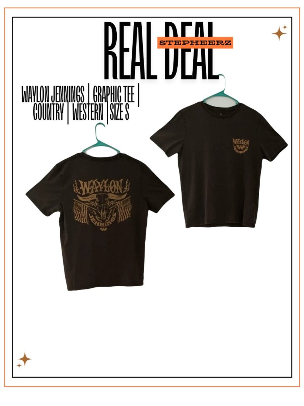 Waylon Jennings | Graphic Tee | Country | Western | Double Sided | Size S